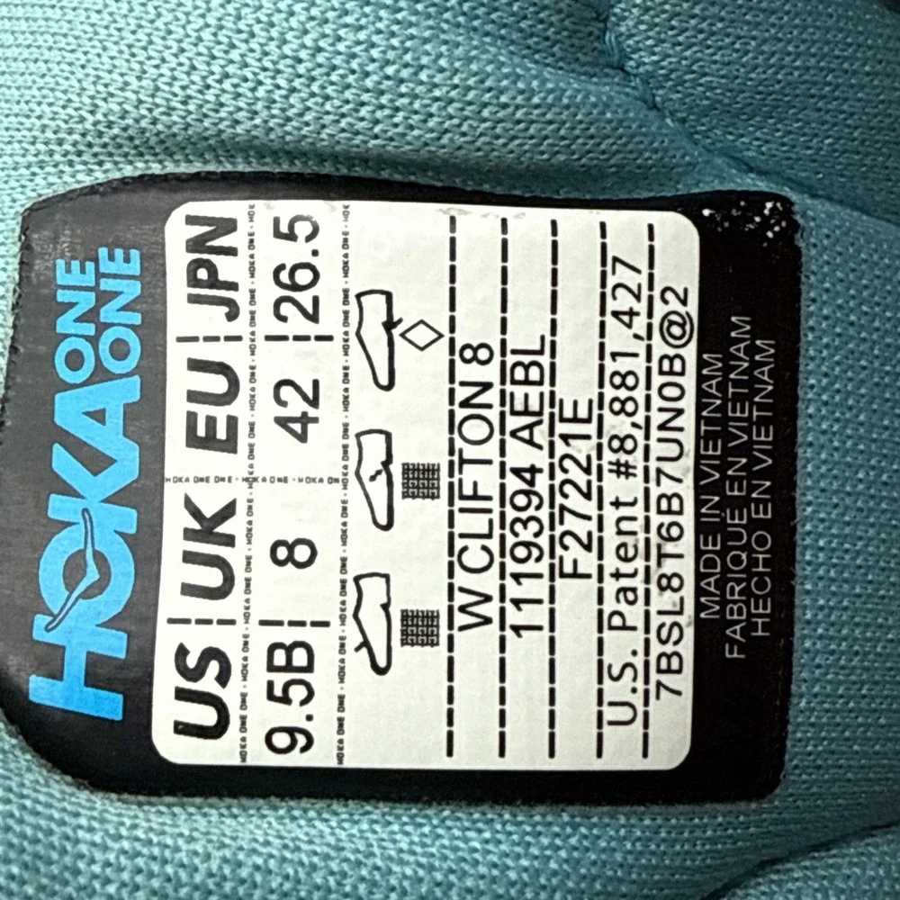 Hoka One One Clifton 8 1119394 AEBL Blue Running Shoes Sneaker Women's 9.5 B
